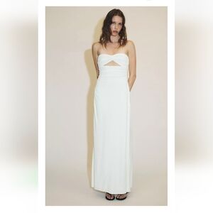 Zara Cut Out Long Dress White Size XL